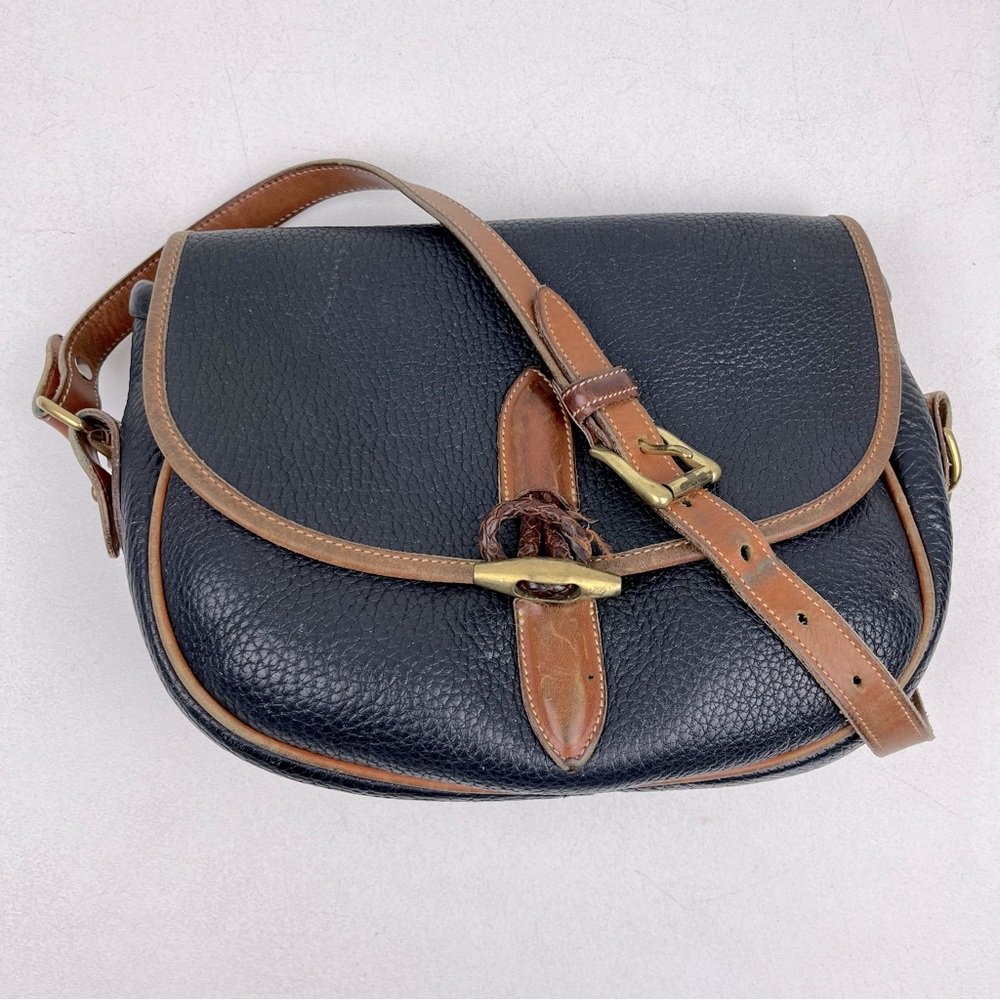 Dooney and Bourke All Weather Leather Loden Saddle Bag Navy